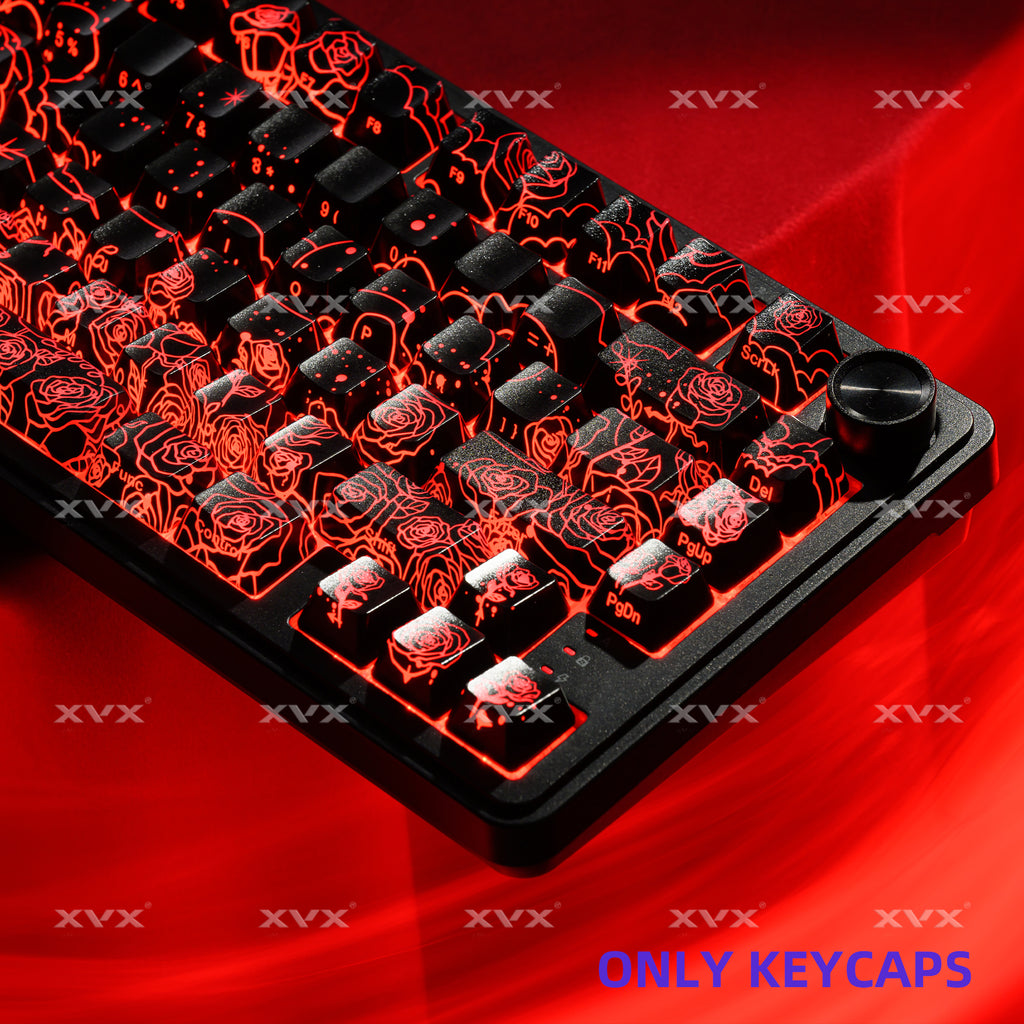 XVX Spider Web Keycaps – OEM Profile, Shine-Through IMD-Tech Keycap Set, 118 Keys, Black Backlight (Keycaps Only)