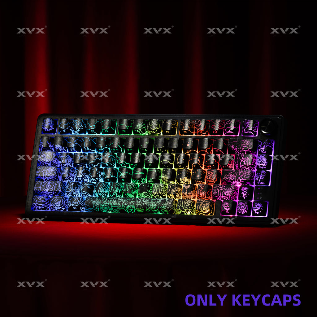 XVX Spider Web Keycaps – OEM Profile, Shine-Through IMD-Tech Keycap Set, 118 Keys, Black Backlight (Keycaps Only)