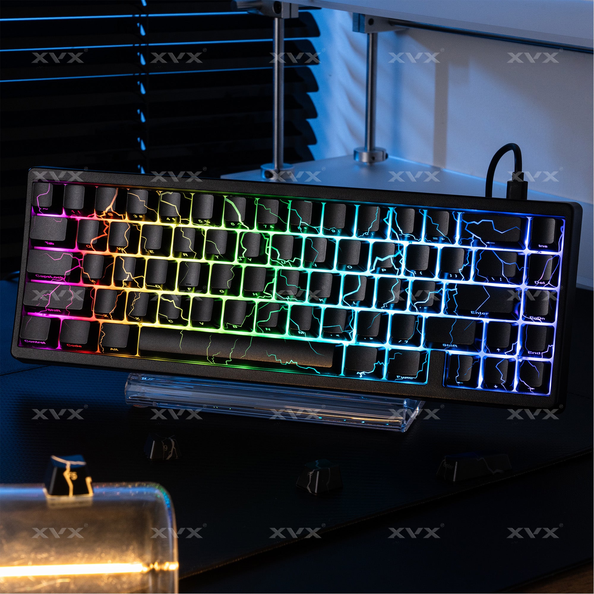 XVX Spider Web Keycaps – OEM Profile, Shine-Through IMD-Tech Keycap Set, 118 Keys, Black Backlight (Keycaps Only)
