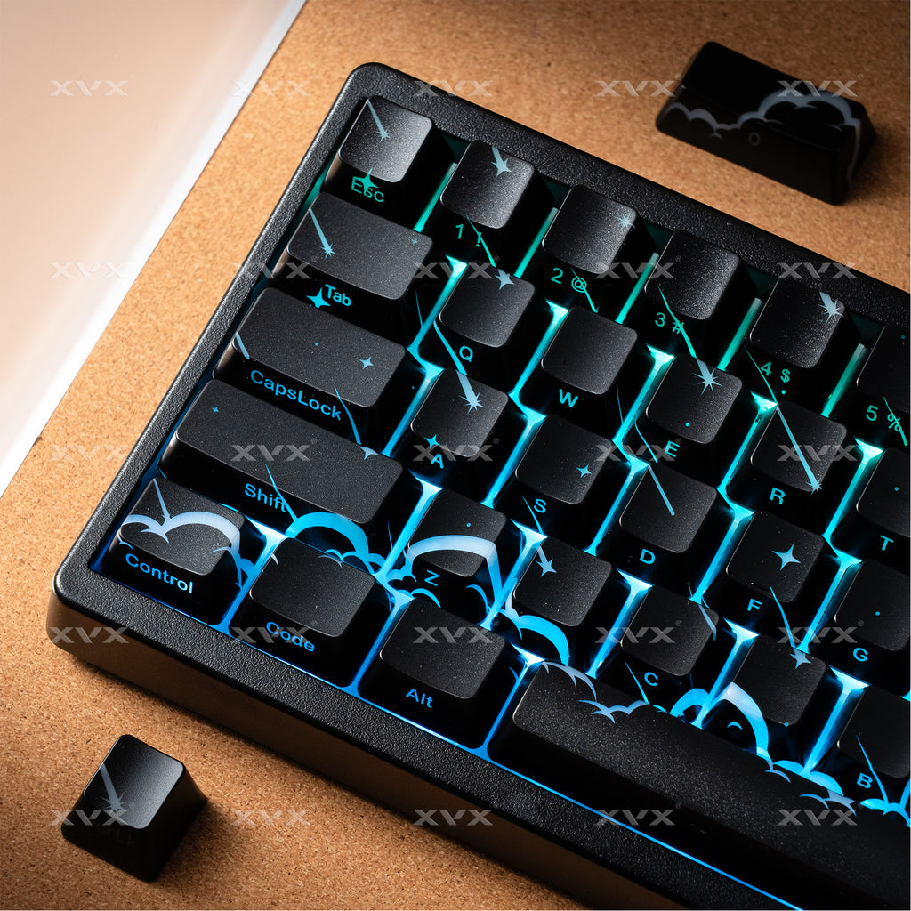 XVX Spider Web Keycaps – OEM Profile, Shine-Through IMD-Tech Keycap Set, 118 Keys, Black Backlight (Keycaps Only)