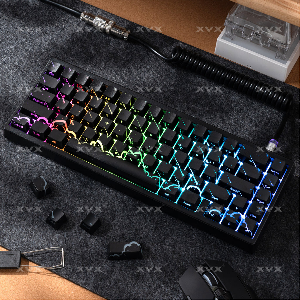 XVX Spider Web Keycaps – OEM Profile, Shine-Through IMD-Tech Keycap Set, 118 Keys, Black Backlight (Keycaps Only)